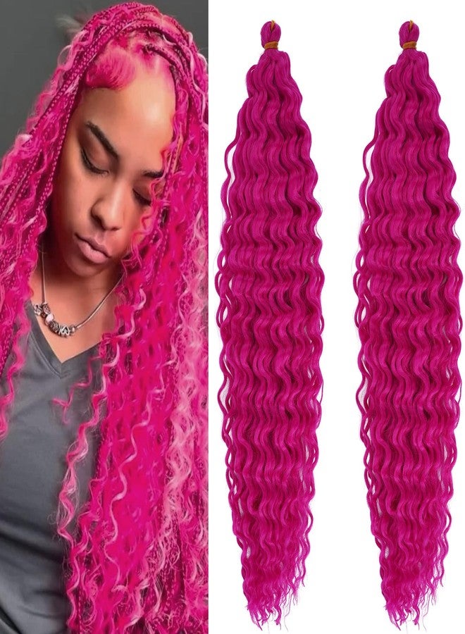 UPerfe Magenta Curly Ocean Wavy Braiding Hair Deep Wave Crochet Hair for Black Women 24 Inch 2 Packs Pink Boho Hair for Braiding Soft Curls for Boho Braids Extensions - Image 1